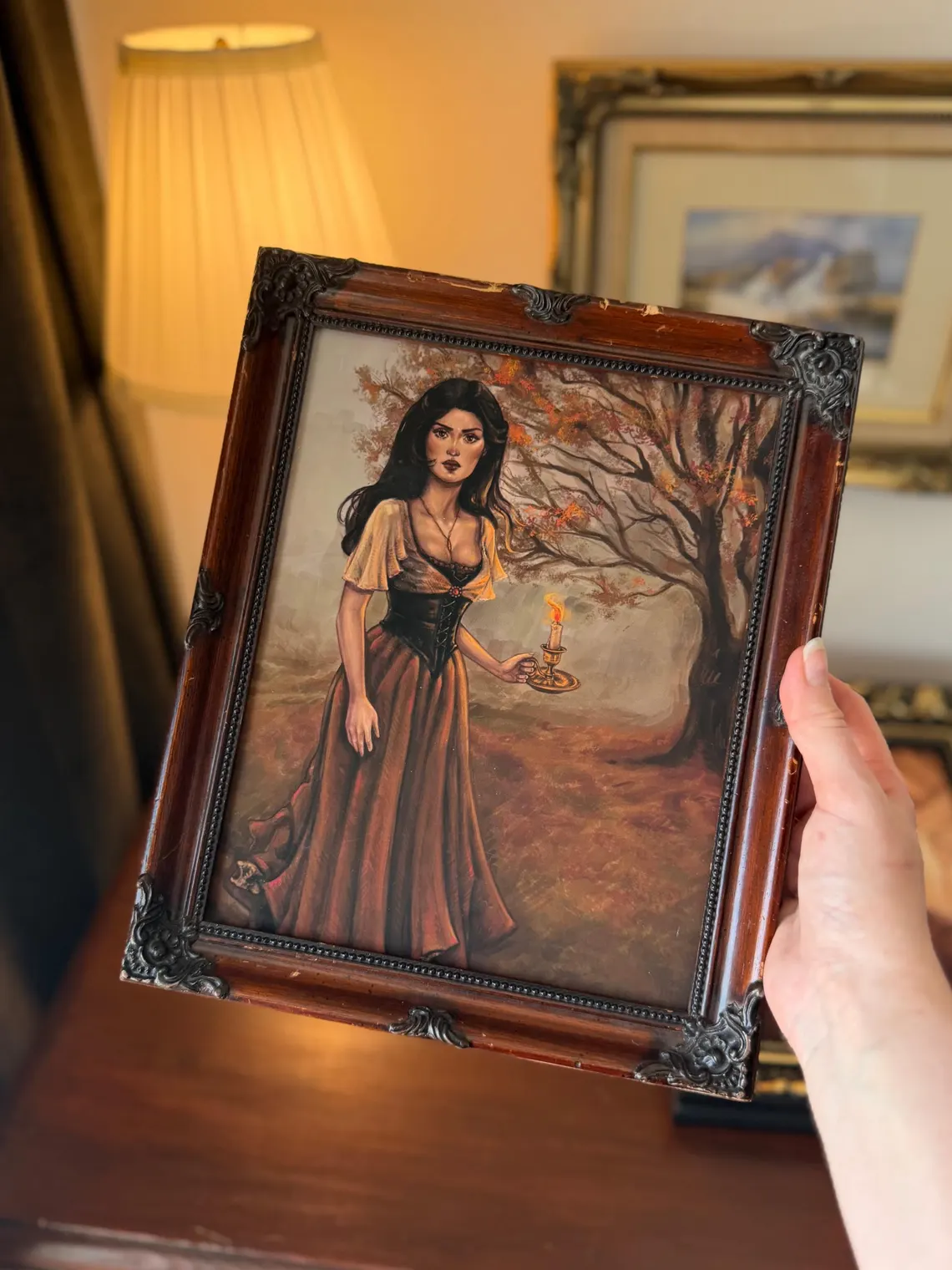 Oprawiony wydruk Fine Art - wiktoriańska jesienna dekoracja w drewnianej ramie vintage - obrazek 2