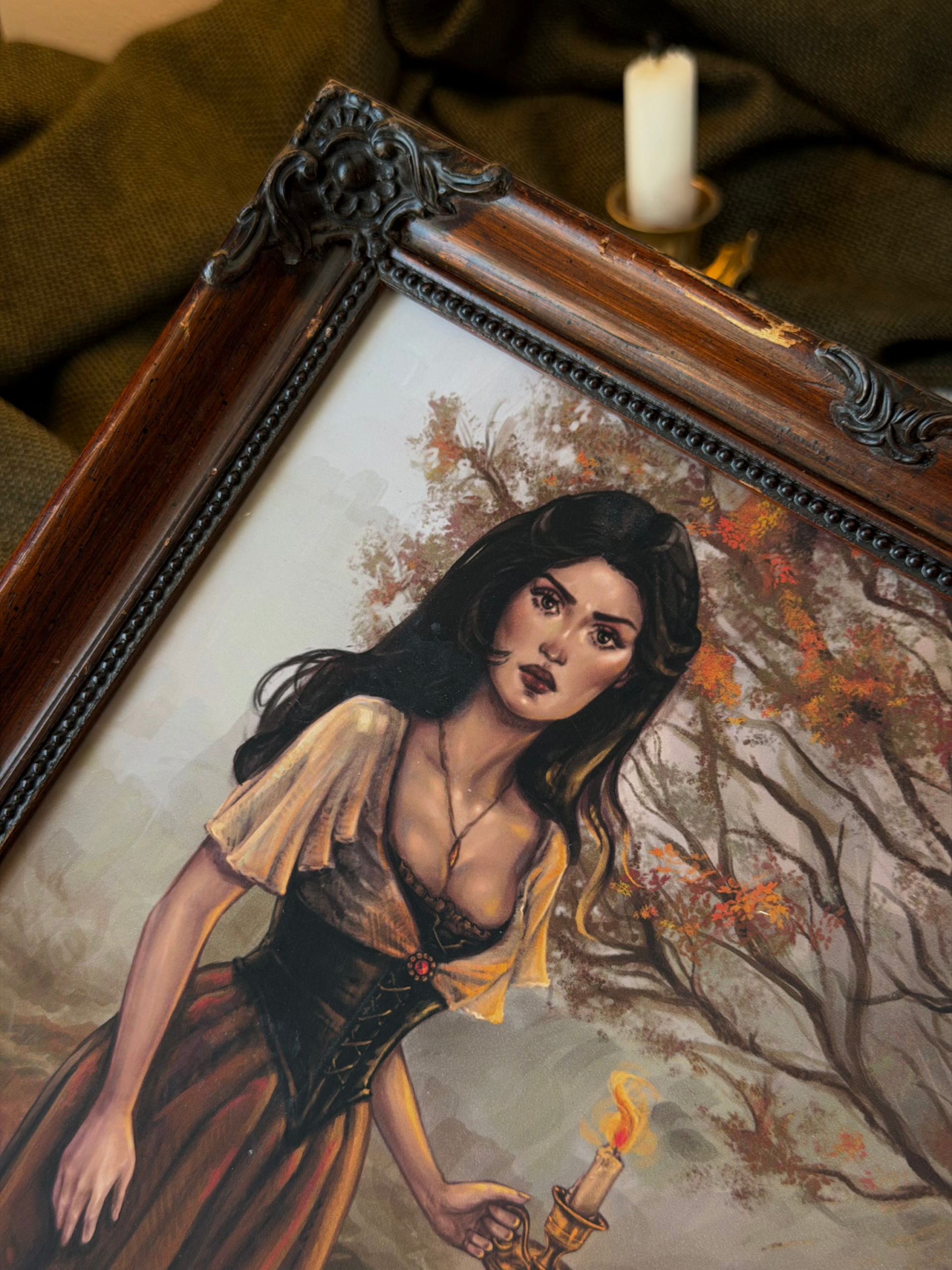 Oprawiony wydruk Fine Art - wiktoriańska jesienna dekoracja w drewnianej ramie vintage - obrazek 4